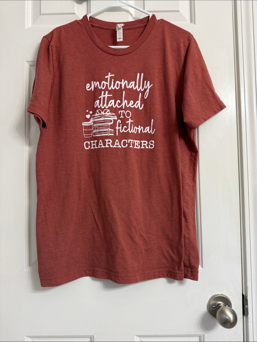 Emotionally Attached to Fictional Characters Rust Graphic Tee